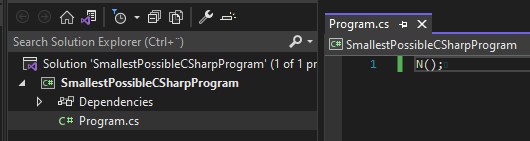 Smallestpossiblecsharpprogram In Vs