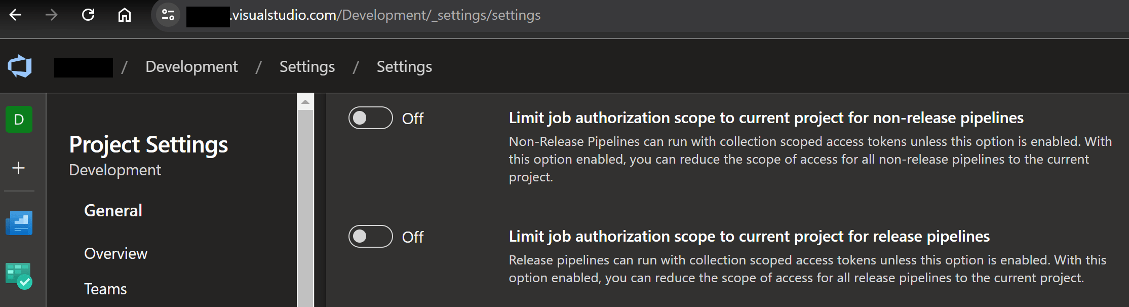 Azdo Settings Disable Limit Job To Current
Project